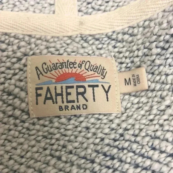 FAHERTY- Blue & White Seabrook French Terry Oversized Hoodie | Size Medium - Picture 9 of 10